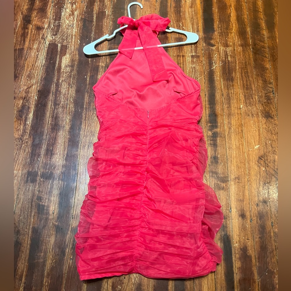 ASOS CLUB LONDON Vibrant Mini Red Halter Dress - Picture 2 of 10